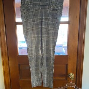 Seven7 Women’s Black Brown and White Plaid Legging Dress Pants NWT Size Large